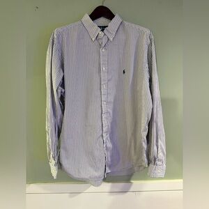 Ralph Lauren Classic Fit Button-Down Shirt Blue White Stripe 18/37